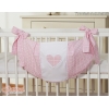 Sac à Jeux et Doudous pour Lit Bébé Rose à Carreaux Cœurs