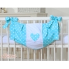 Sac à Jeux et Doudous Turquoise à Pois Cœurs