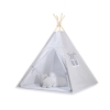 Set Tipi pour Enfant avec Tapis de Sol et Plumes Décoratives Gris à Pois