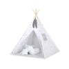 Set Tipi pour Enfant avec Tapis de Sol et Plumes Décoratives Gris Bleu étoiles