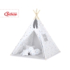 Set Tipi pour Enfant avec Tapis de Sol et Plumes Décoratives Gris Bleu étoiles
