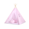 Set Tipi pour Enfant avec Tapis de Sol et Plumes Décoratives Rose à Pois