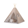 Tente de Tipi + Plumes Décoratives Brun Beige à Pois Rayures