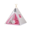 Tente de Tipi + Plumes Décoratives Rose Gris à Carreaux