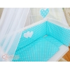 Textile Complete pour Lit de Cododo Turquoise à Pois Cœurs