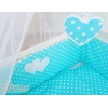 Textile Complete pour Lit de Cododo Turquoise à Pois Cœurs