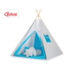 Tipi pour Enfant avec Plumes Décoratives Gris Turquoise à Carreaux