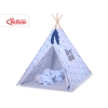 Tipi pour Enfant avec Tapis de Sol et Plumes Décoratives Bleu Gris étoiles