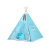 Tipi pour Enfant avec Tapis de Sol et Plumes Décoratives Turquoise à Pois