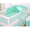 Tour de Lit Bébé a Barreaux Menthe à Pois Cœurs