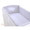 Tour de Lit Bébé a Barreaux XXL Gris à Pois Cœurs