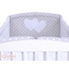Tour de Lit Bébé a Barreaux XXL Gris à Pois Cœurs