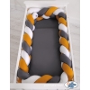 Tour de Lit Bébé Tressé 360cm Anti-chocs Blanc Anthracite Miel