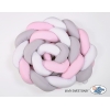 Tour de Lit Bébé Tressé 360cm Anti-chocs Rose Blanc Gris