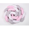 Tour de Lit Bébé Tressé 360cm Anti-chocs Rose Blanc Gris
