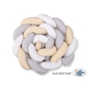Tour de Lit Bébé Tressé Extra Long 3,6m Blanc Gris Beige