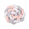 Tour de Lit Bébé Tressé Extra Long 3,6m Blanc Gris Rose Poudré