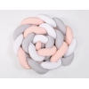 Tour de Lit Bébé Tressé Extra Long 3,6m Blanc Gris Rose Poudré
