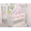 Tour de Lit Bébé Tressé Extra Long 3,6m Blanc Gris Rose Poudré
