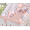Tour de Lit Bébé Tressé Extra Long 3,6m Blanc Gris Rose Poudré