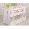 Tour de Lit Bébé Tressé Extra Long 3,6m Blanc Gris Rose Poudré