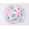 Tour de Lit Bébé Tressé Extra Long 3,6m Menthe Rose Blanc