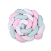 Tour de Lit Bébé Tressé Extra Long 3,6m Menthe Rose Blanc