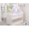 Tour de Lit Bébé Tressé Extra Long 3,6m Menthe Rose Blanc