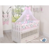 Tour de Lit Bébé Tressé Extra Long 3,6m Menthe Rose Blanc