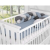 Tour de Lit Bébé Tressé Fille et Garçon Gris Anthracite Bleu Pastel