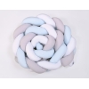 Tour de Lit Bébé Tressé XXL Blanc Gris Bleu
