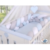 Tour de Lit Bébé Tressé XXL Blanc Gris Bleu