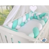 Tour de Lit Bébé Tressé XXL Menthe Blanc