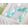 Tour de Lit Bébé Tressé XXL Menthe Blanc
