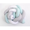 Tour de Lit Tressé 1,8m Menthe Blanc Gris