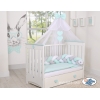 Tour de Lit Tressé 1,8m Menthe Blanc Gris