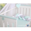 Tour de Lit Tressé 1,8m Menthe Blanc Gris