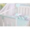 Tour de Lit Tressé 1,8m Menthe Blanc Gris