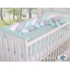 Tour de Lit Tressé 1,8m Menthe Blanc Gris