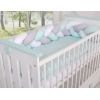 Tour de Lit Tressé 1,8m Menthe Blanc Gris