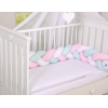 Tour de Lit Tressé 1,8m Menthe Rose Blanc