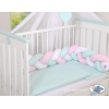 Tour de Lit Tressé 1,8m Menthe Rose Blanc