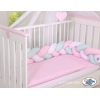 Tour de Lit Tressé 1,8m Menthe Rose Blanc
