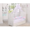 Tour de Lit Tressé 1,8m Menthe Rose Blanc