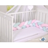Tour de Lit Tressé 1,8m Menthe Rose Blanc