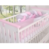 Tour de Lit Tressé 1,8m Rose Blanc Gris