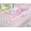 Tour de Lit Tressé 1,8m Rose Blanc Gris