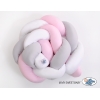 Tour de Lit Tressé 1,8m Rose Blanc Gris