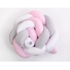Tour de Lit Tressé 1,8m Rose Blanc Gris