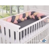 Tour de Lit Tressé 180 cm Beige Anthracite Rose Poussiéreux